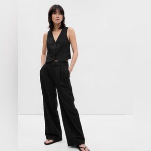 NWT! GAP Women’s Black Linen-Cotton Pleated Wide Leg Pants - Multiple
